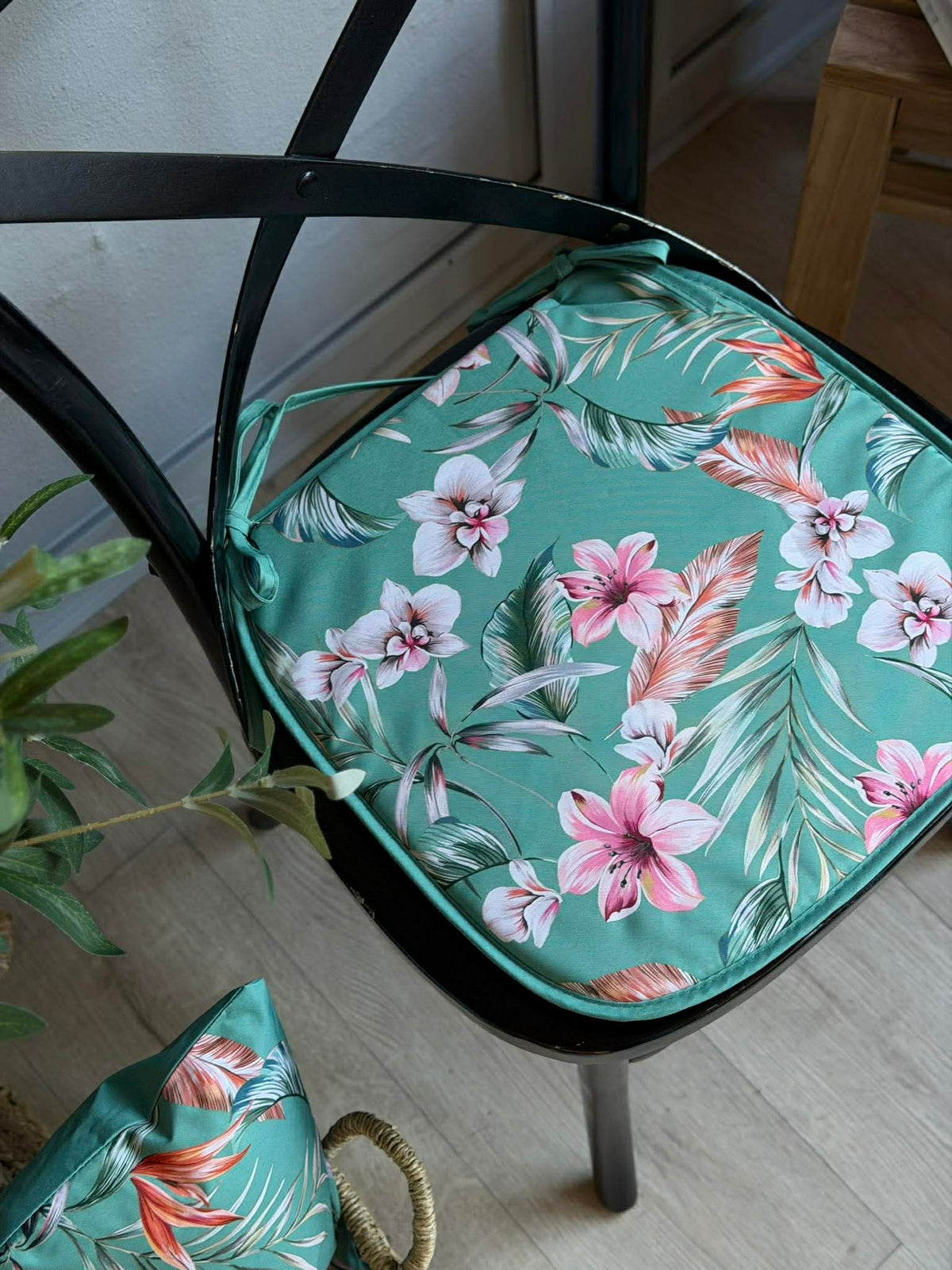 Stoelkussen Bloom - Petrol