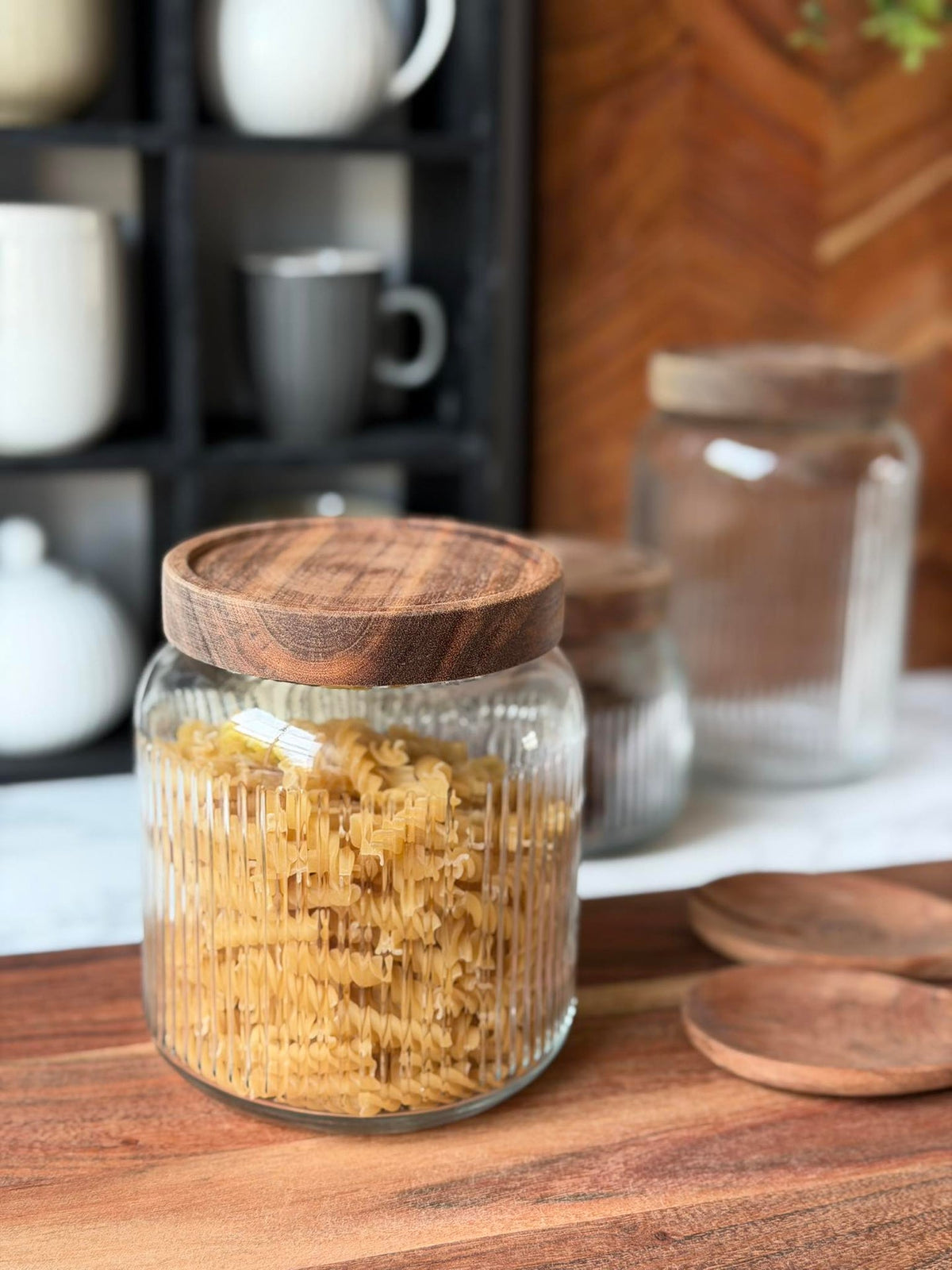 Voorraadglas met acaciahouten deksel - Meerdere maten