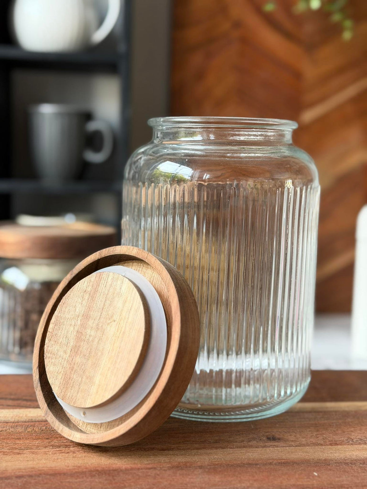 Voorraadglas met acaciahouten deksel - Meerdere maten