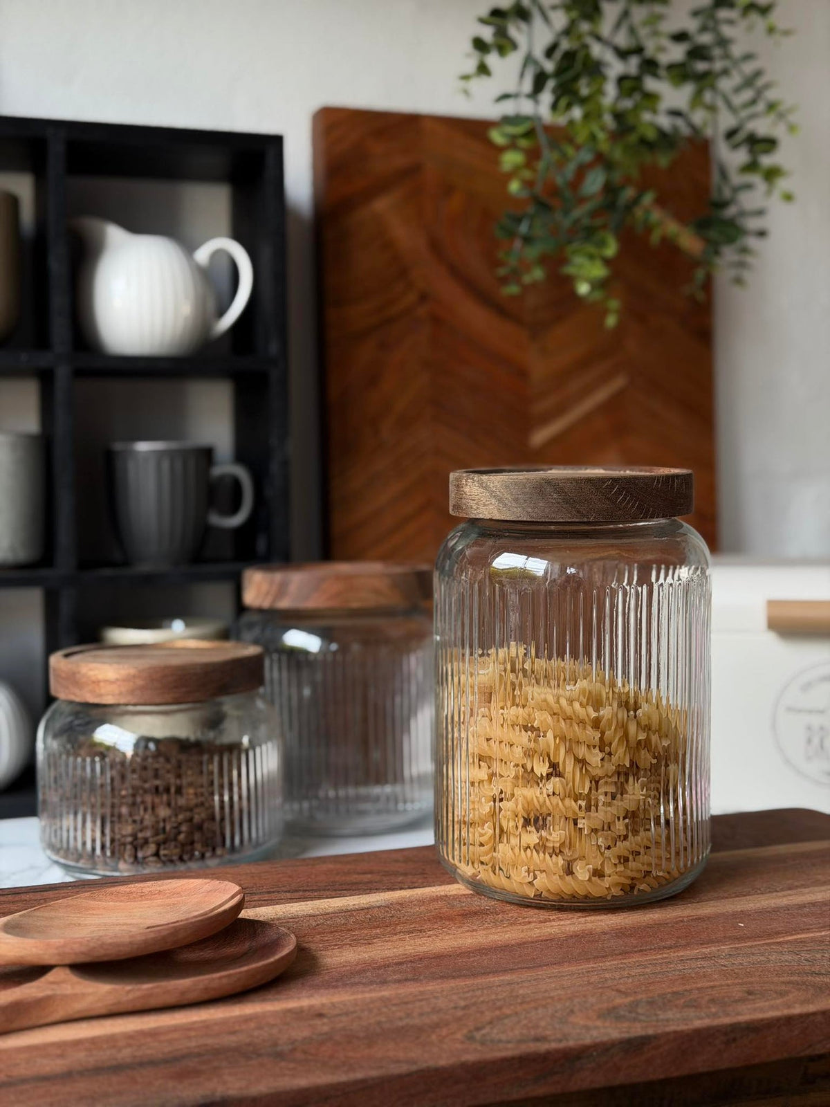 Voorraadglas met acaciahouten deksel - Meerdere maten