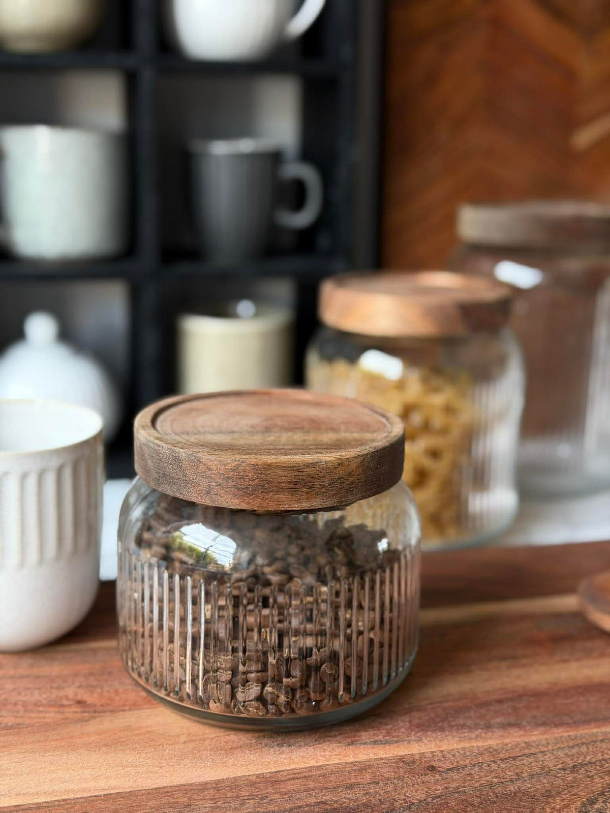 Voorraadglas met acaciahouten deksel - Meerdere maten