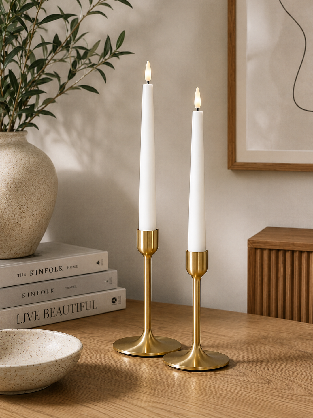 LED kaarsen conisch - Wit 24,5 cm