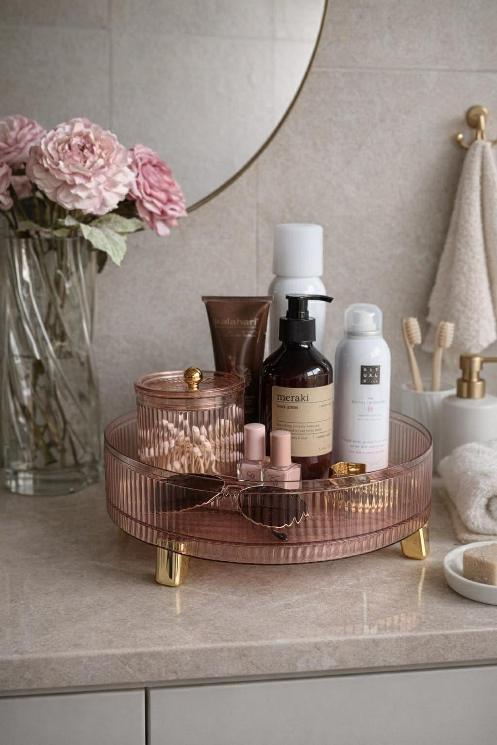 Ronde Make-up organizer - Roze