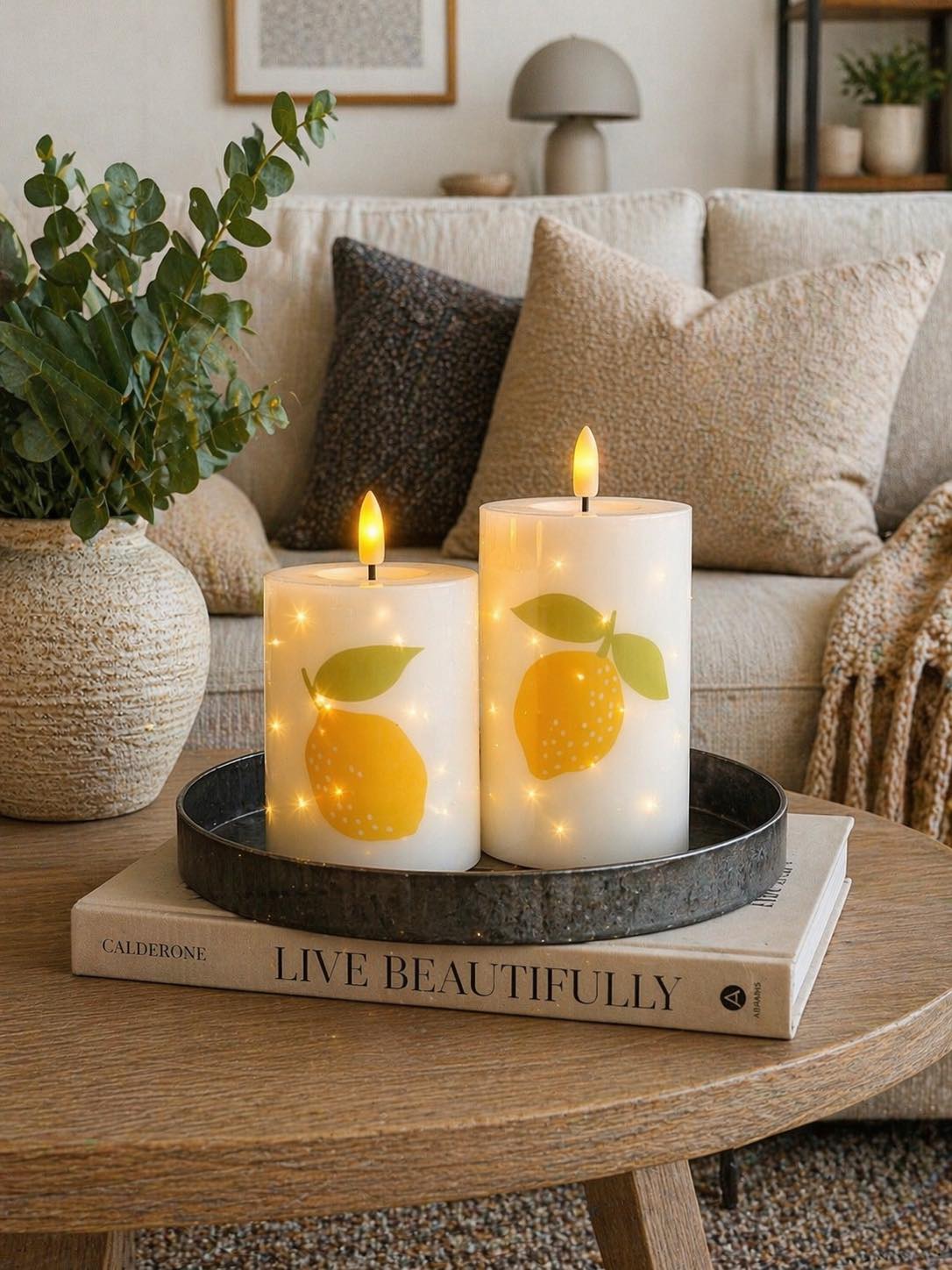 LED Bloklichten TWINKLE Citrus - Set van 2 stuks