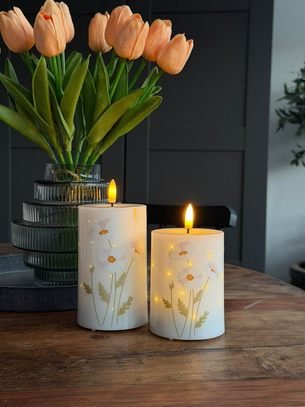 LED blokkaars TWINKLE Poppy Rose  - Set van 2st.