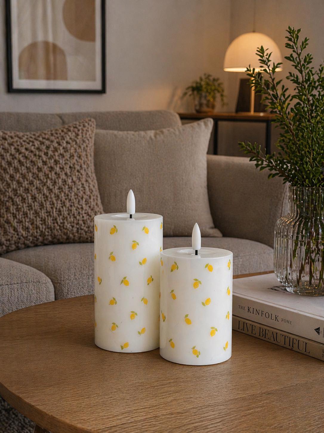 LED Blokkaars TWINKLE Citrus - Set van 2 stuks