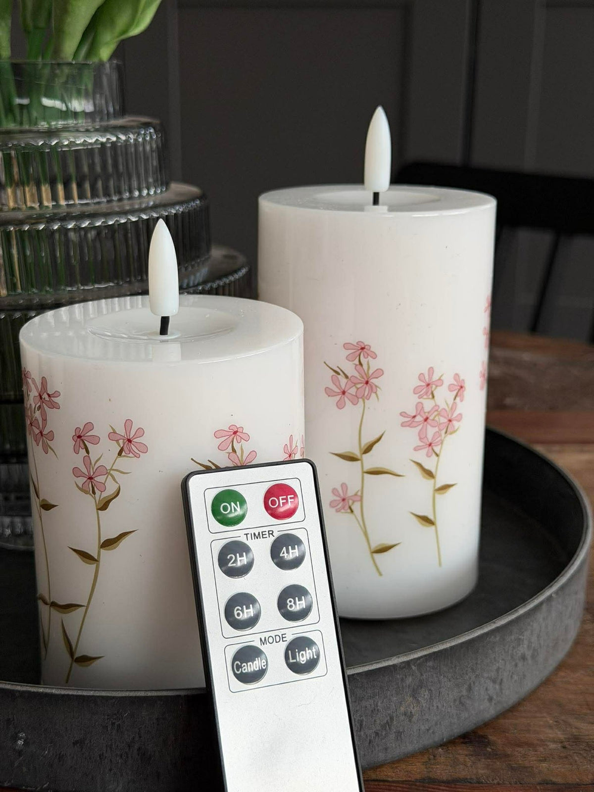 LED Blokkaars TWINKLE flower - Set van 2 stuks