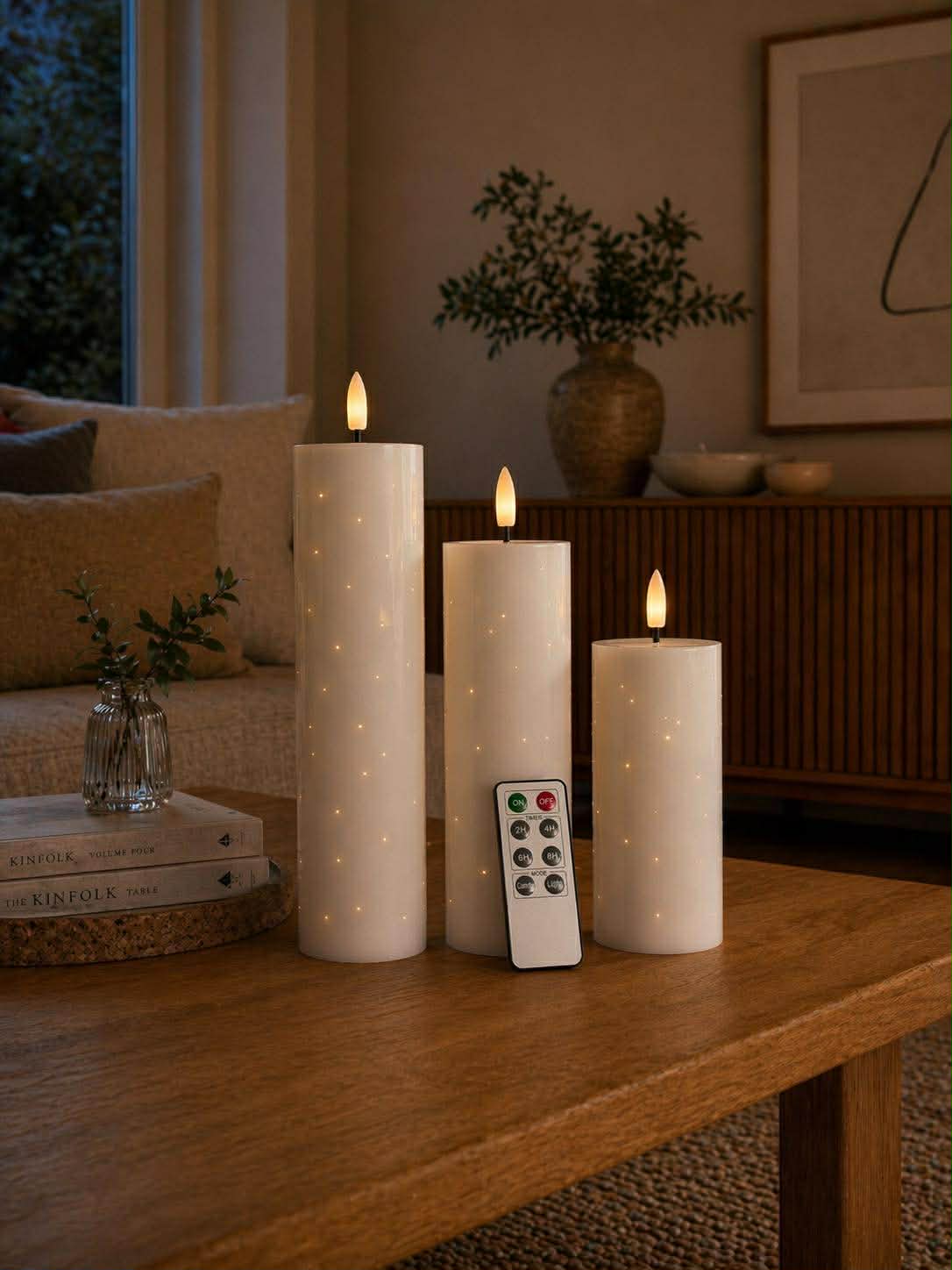 Kaarsen TWINKLE Wit - Set van 3 stuks.