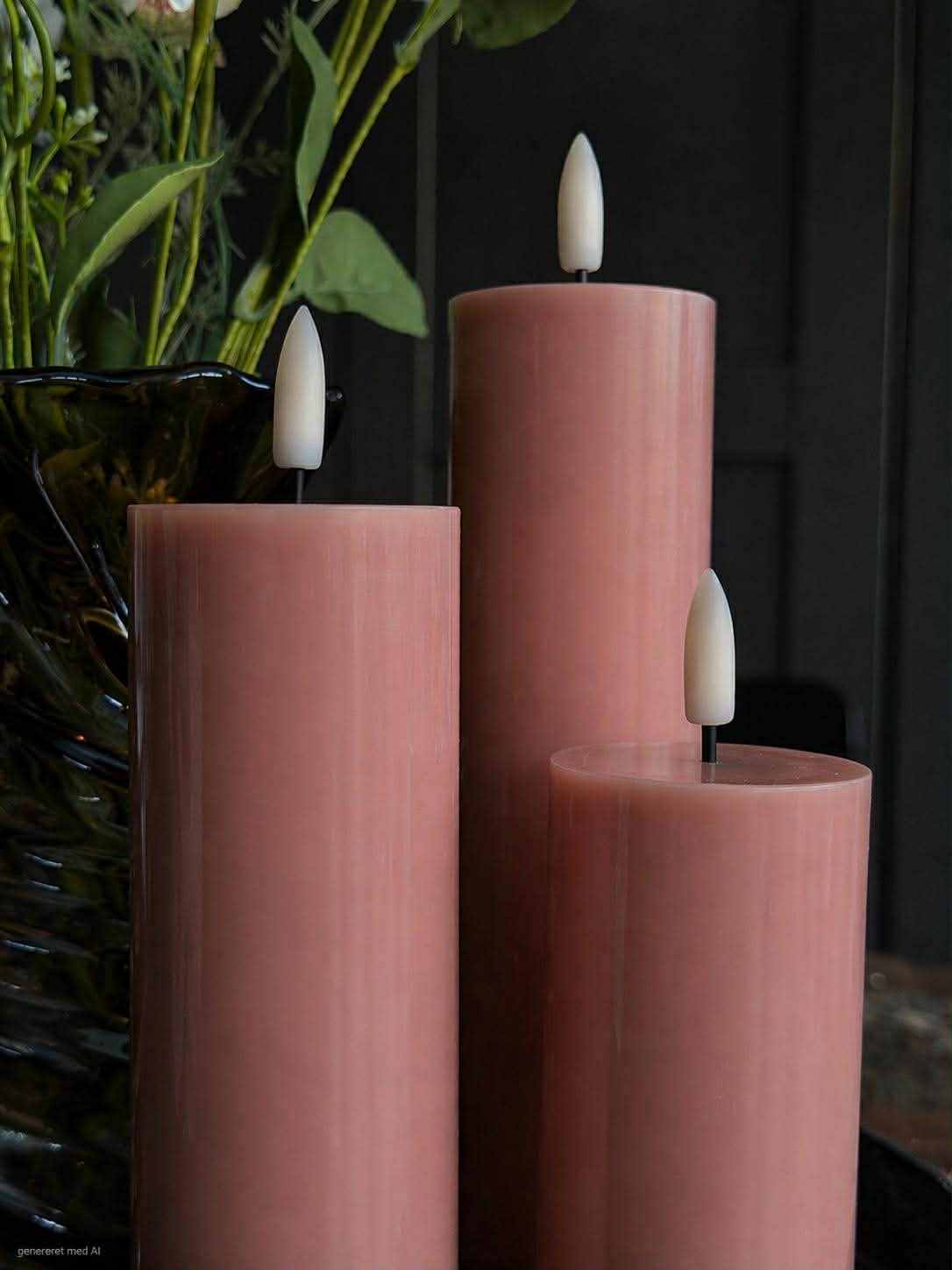 Blokkaarsen TWINKLE Roze - Set van 3 st.