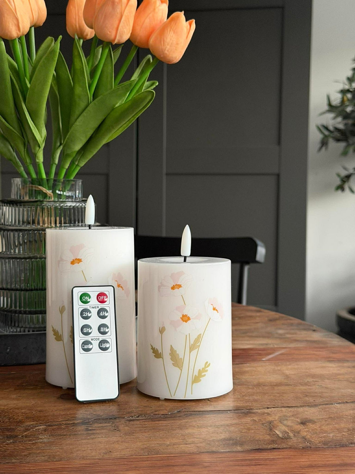 LED blokkaars TWINKLE Poppy Rose  - Set van 2st.