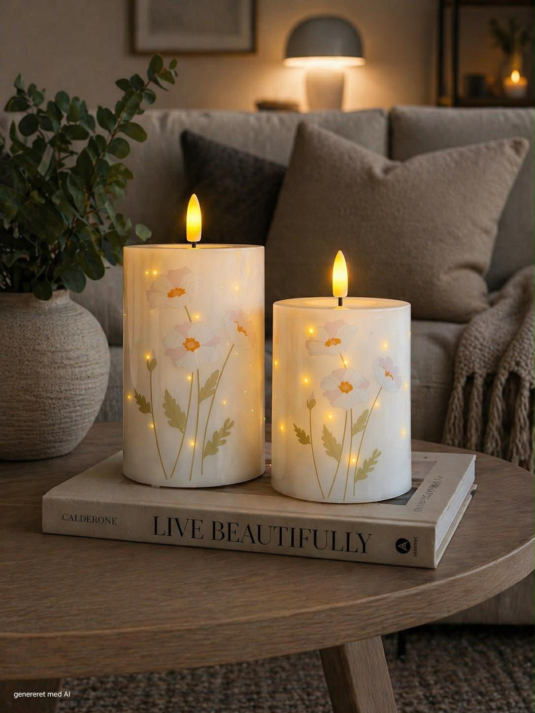 LED blokkaars TWINKLE Poppy Rose  - Set van 2st.
