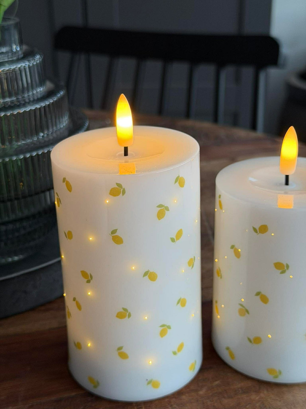 LED Blokkaars TWINKLE Citrus - Set van 2 stuks