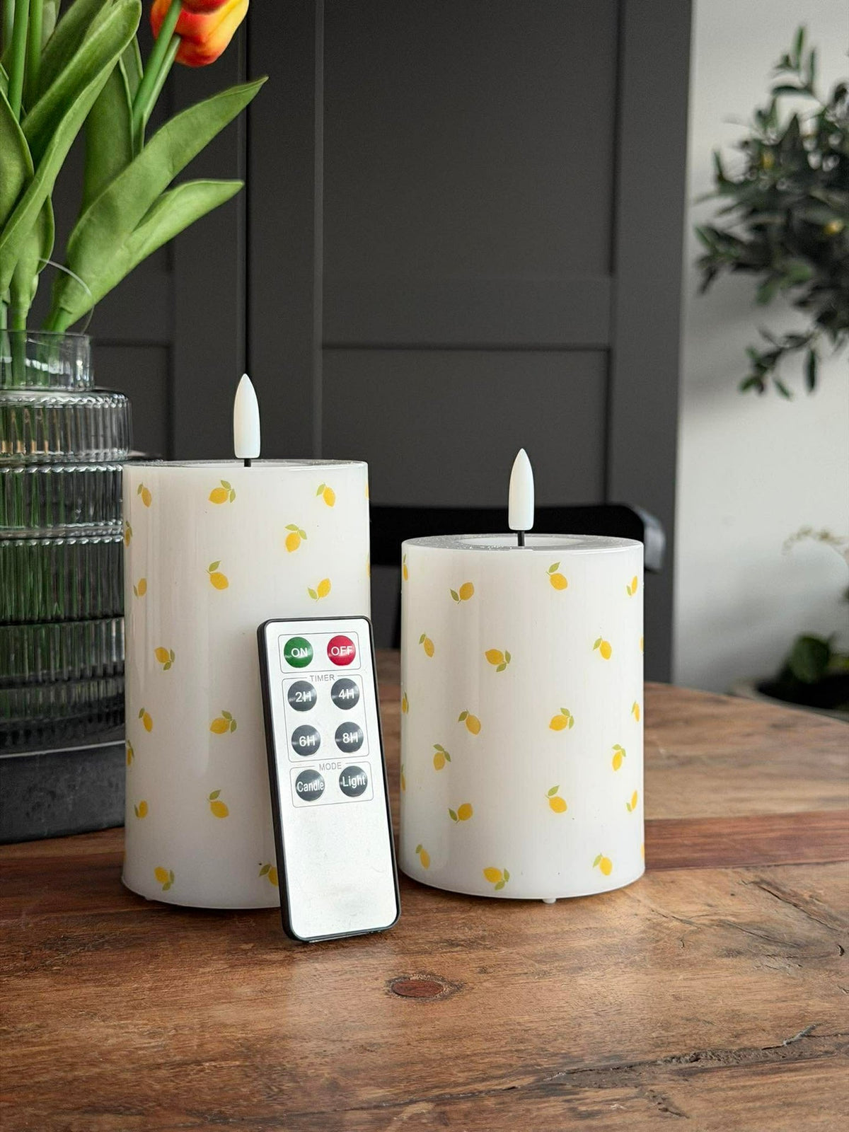 LED Blokkaars TWINKLE Citrus - Set van 2 stuks