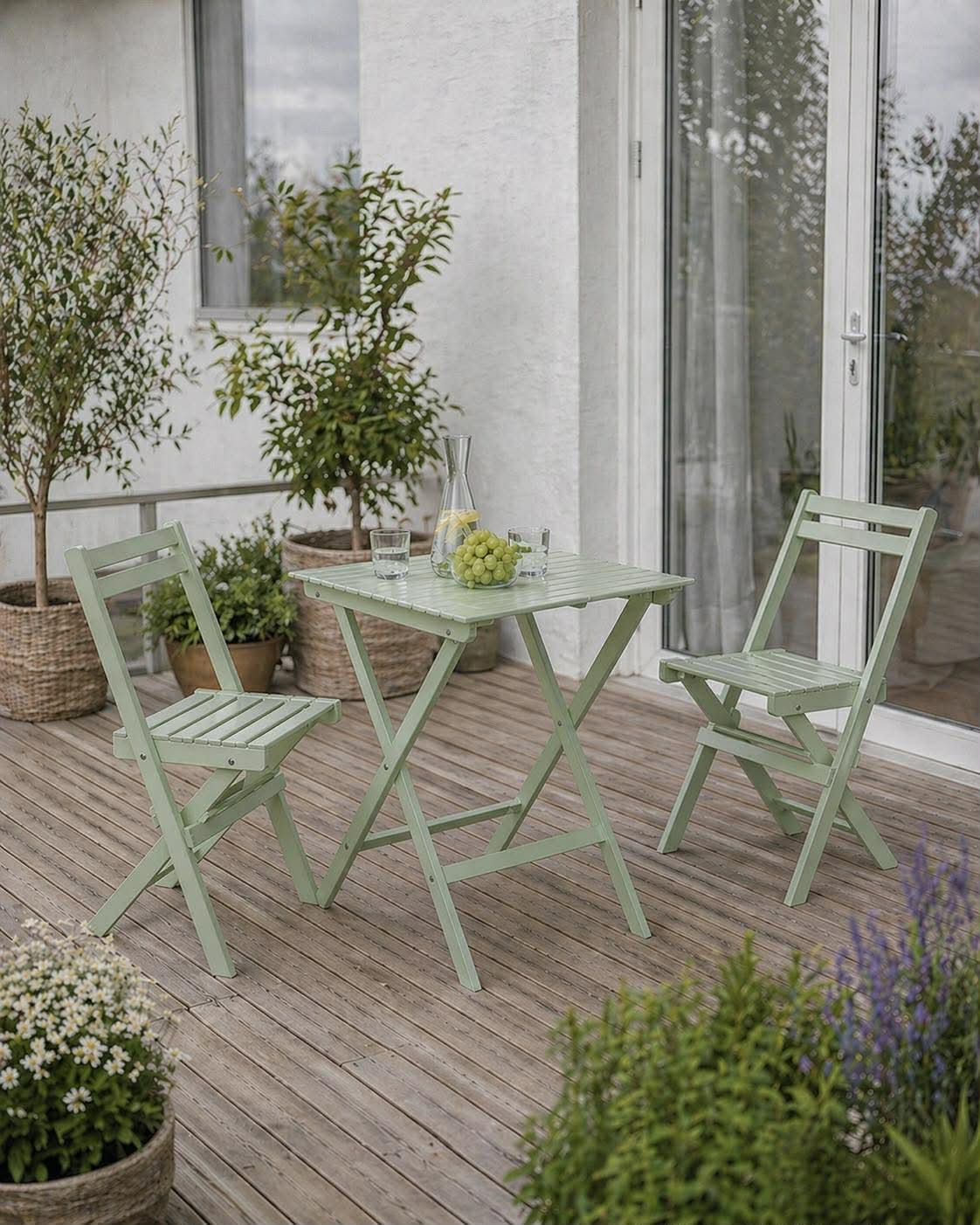 Caféset - stofgroen acacia