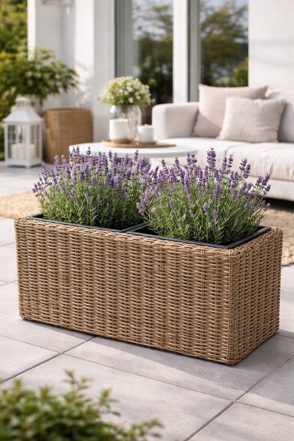 Plantenbak in naturel rotan