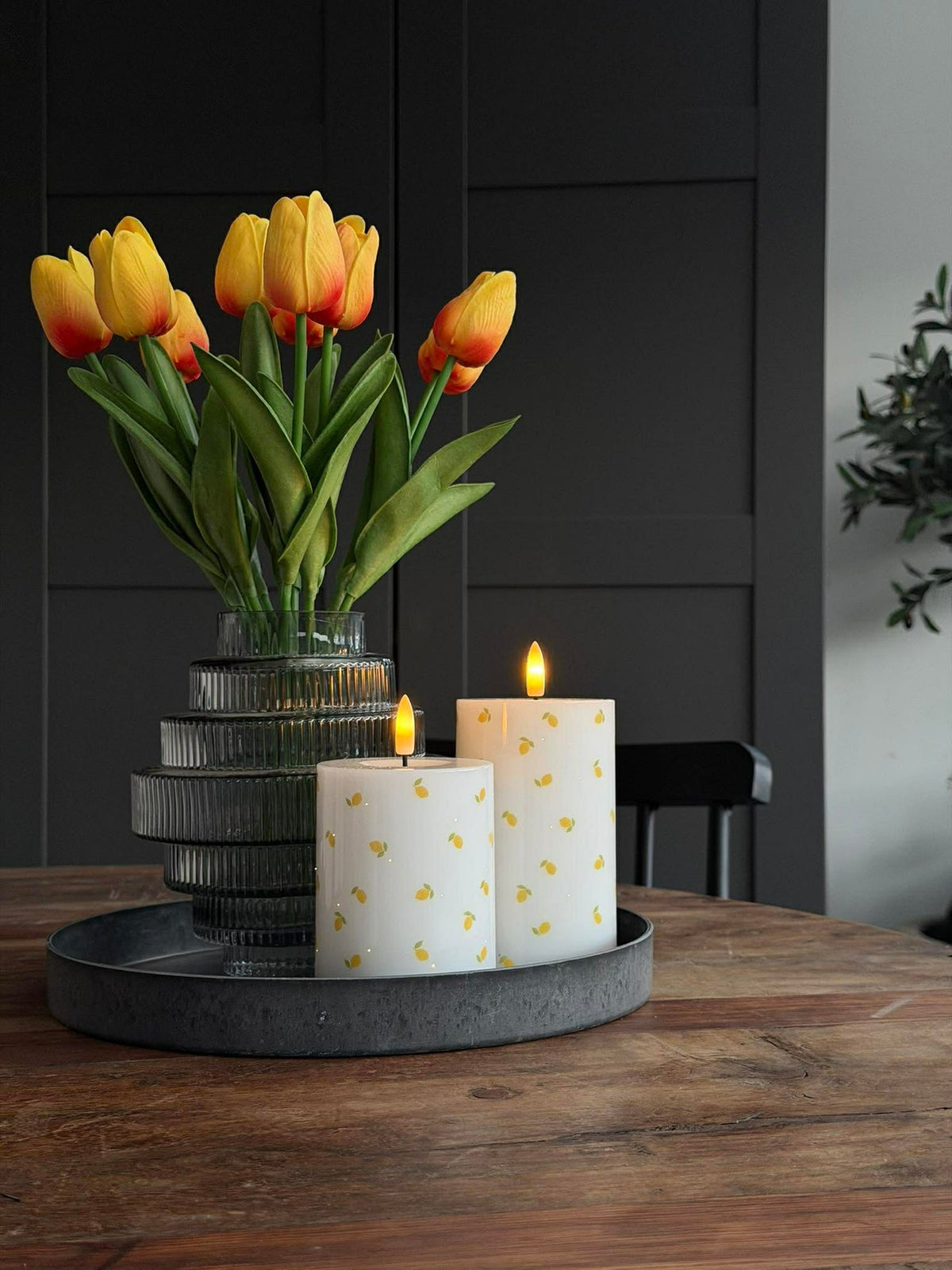 LED Blokkaars TWINKLE Citrus - Set van 2 stuks