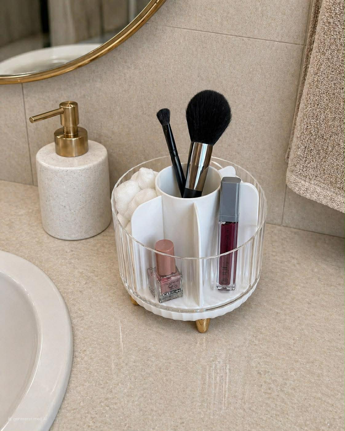 Make-up organizer - Wit met goud