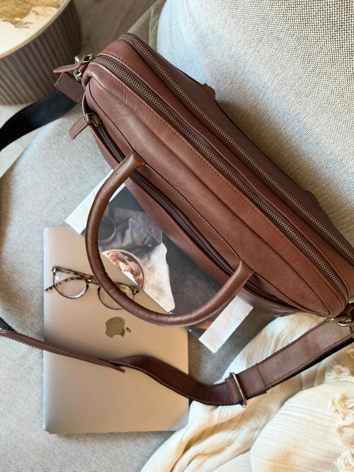 Laptoptas Faust dubbel - Dark brown