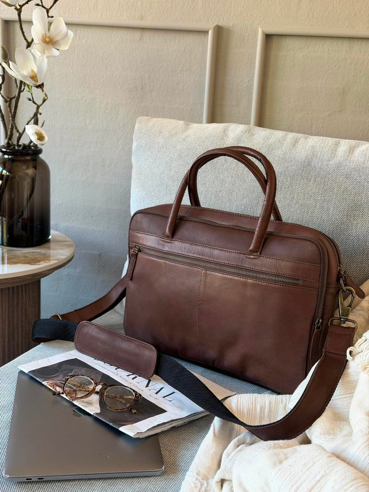 Laptoptas Faust dubbel - Dark brown