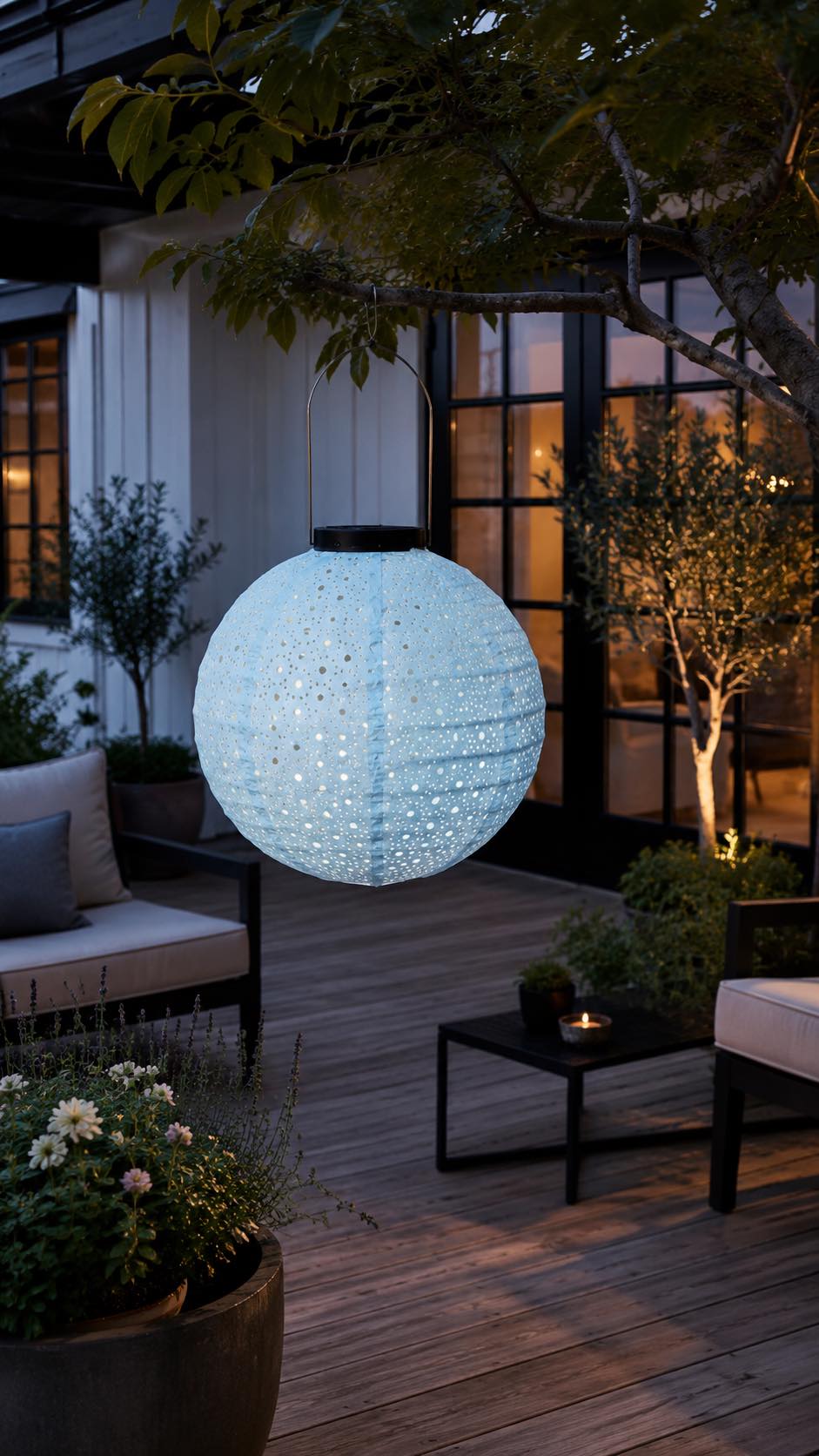 Lamp met zonnecellen - Lichtblauw