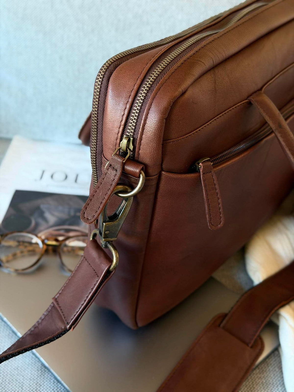 Laptoptas Faust dubbel - Dark brown