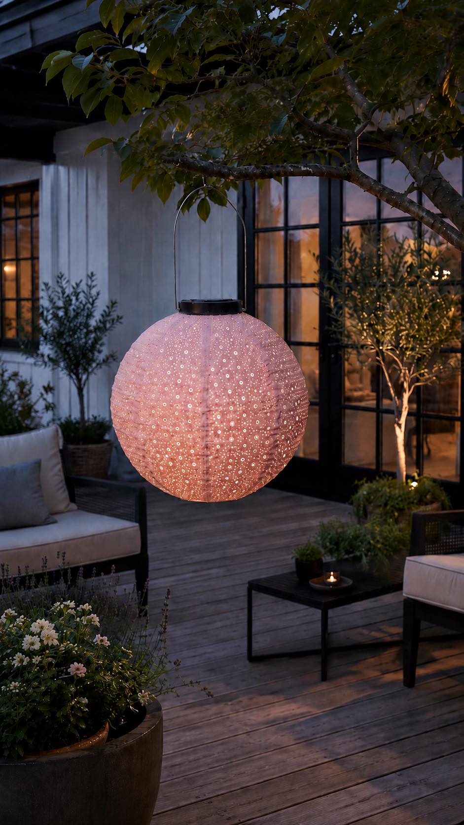 Lamp met zonnecellen - Roze
