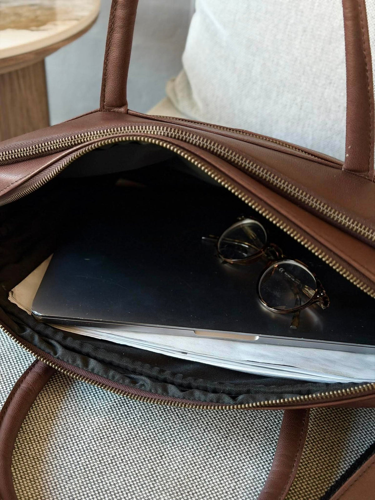 Laptoptas Faust dubbel - Dark brown