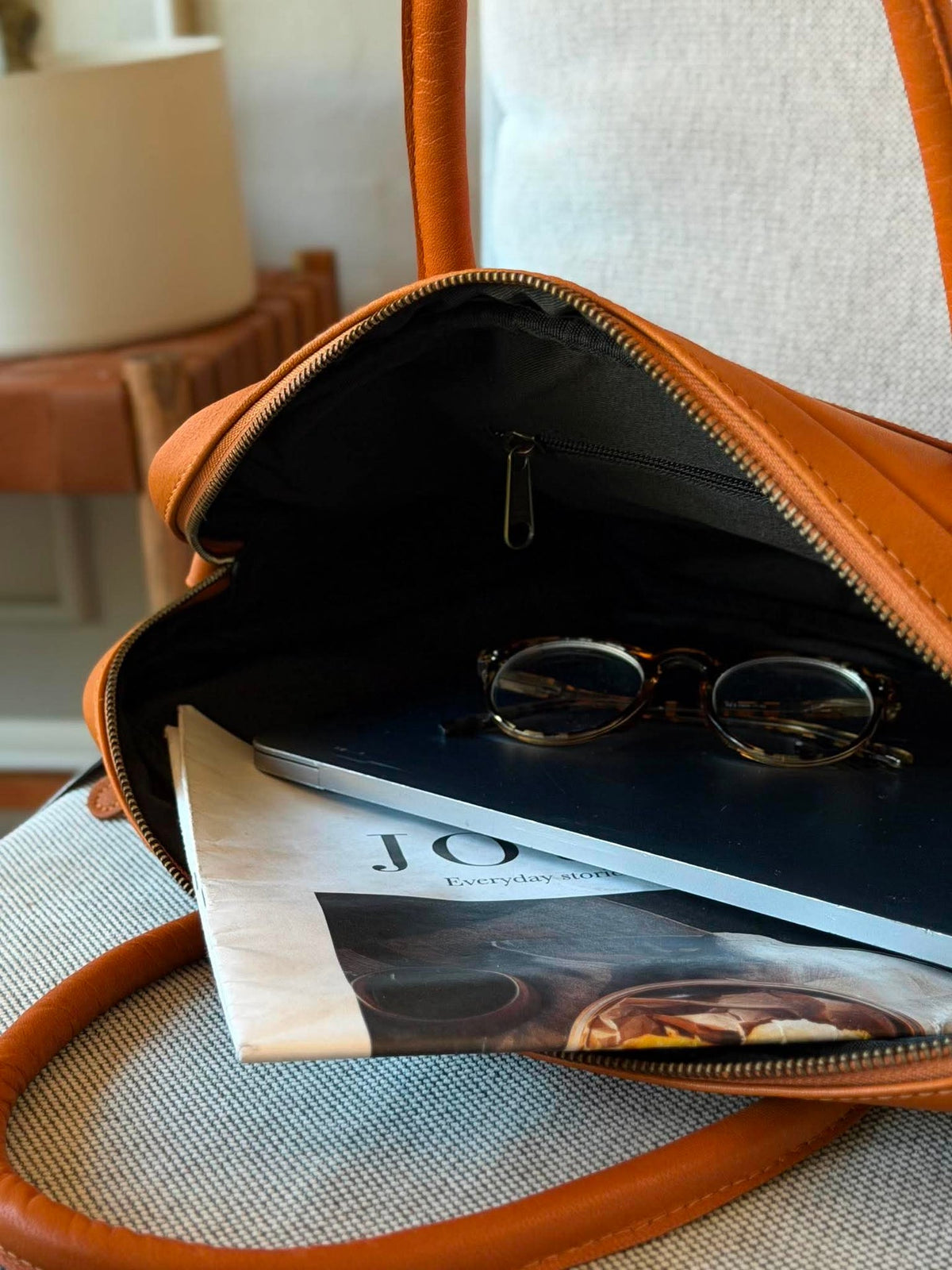 Laptoptas Faust dubbel - Cognac