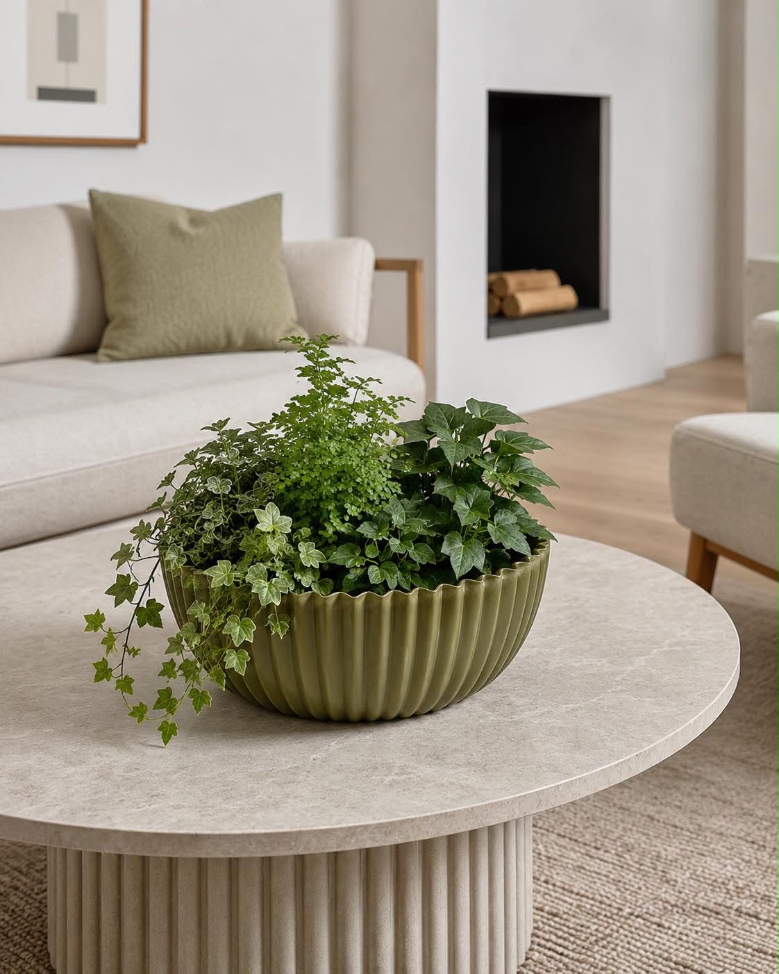 Kom in betonlook - Green 20 cm