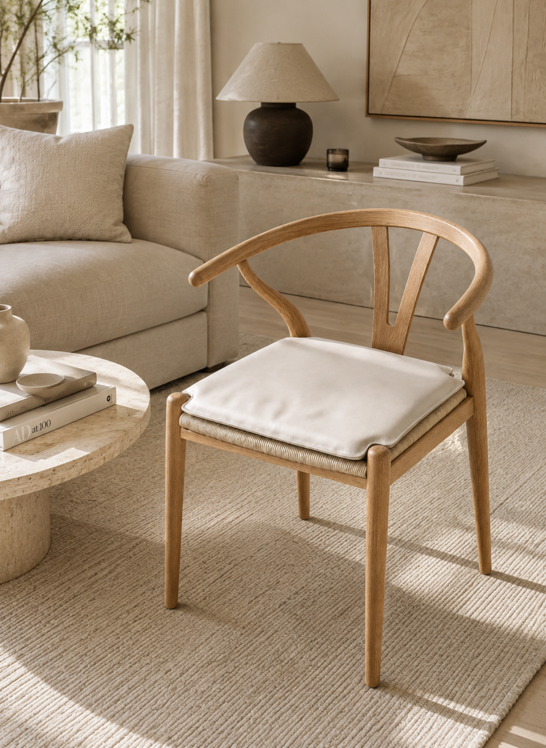 Lederen zitkussen Beige - Past op Y-stoel