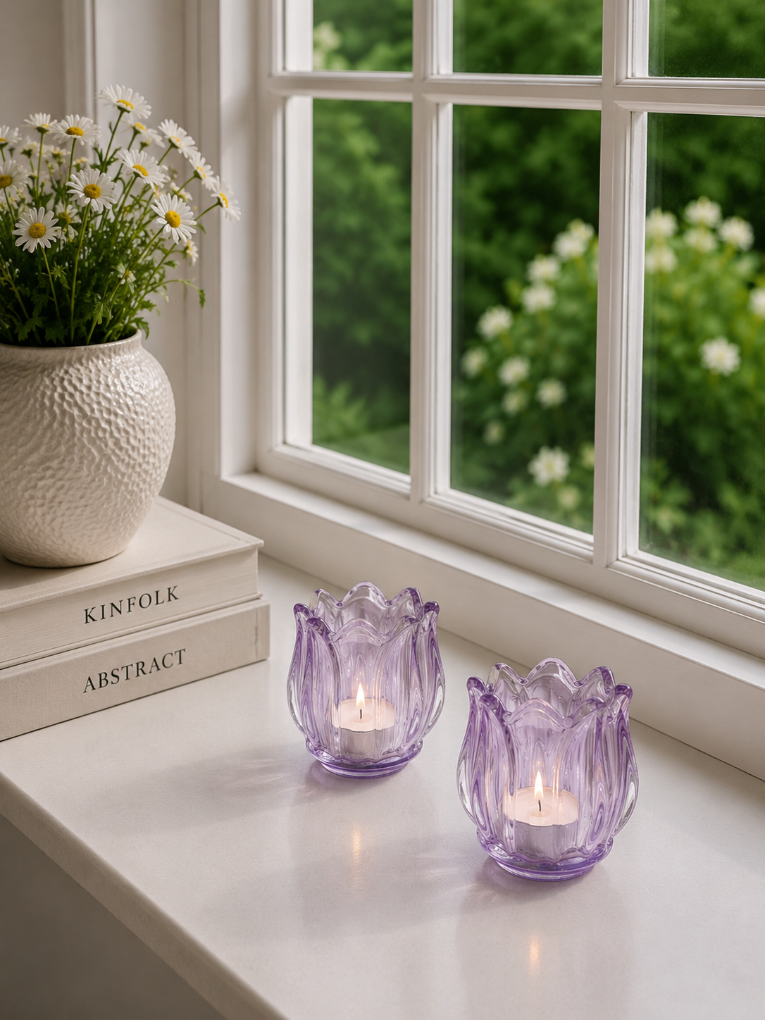 Kandelaar paarse tulp - Set van 2 stuks