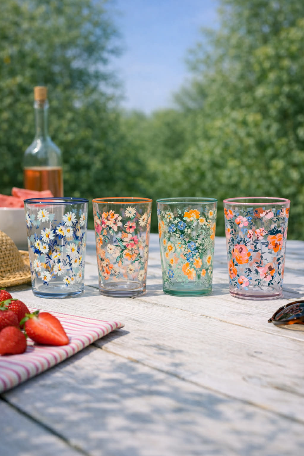 Drinkglazen Flora - set van 4 stuks