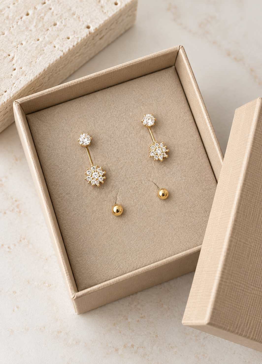 Mix box met 6 oorbellen - Ivy 18k verguld