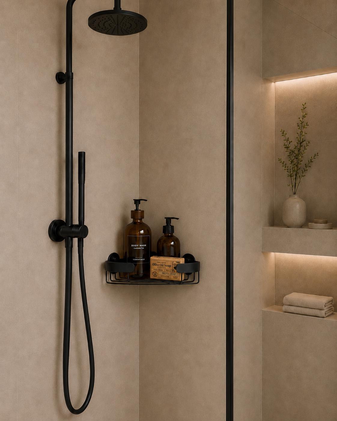 Hoekplank voor de badkamer - Zwart aluminium