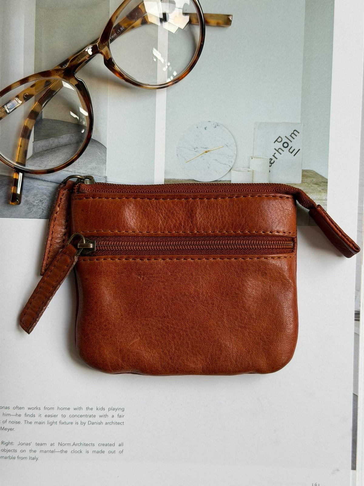 Portemonnee - washed dark cognac