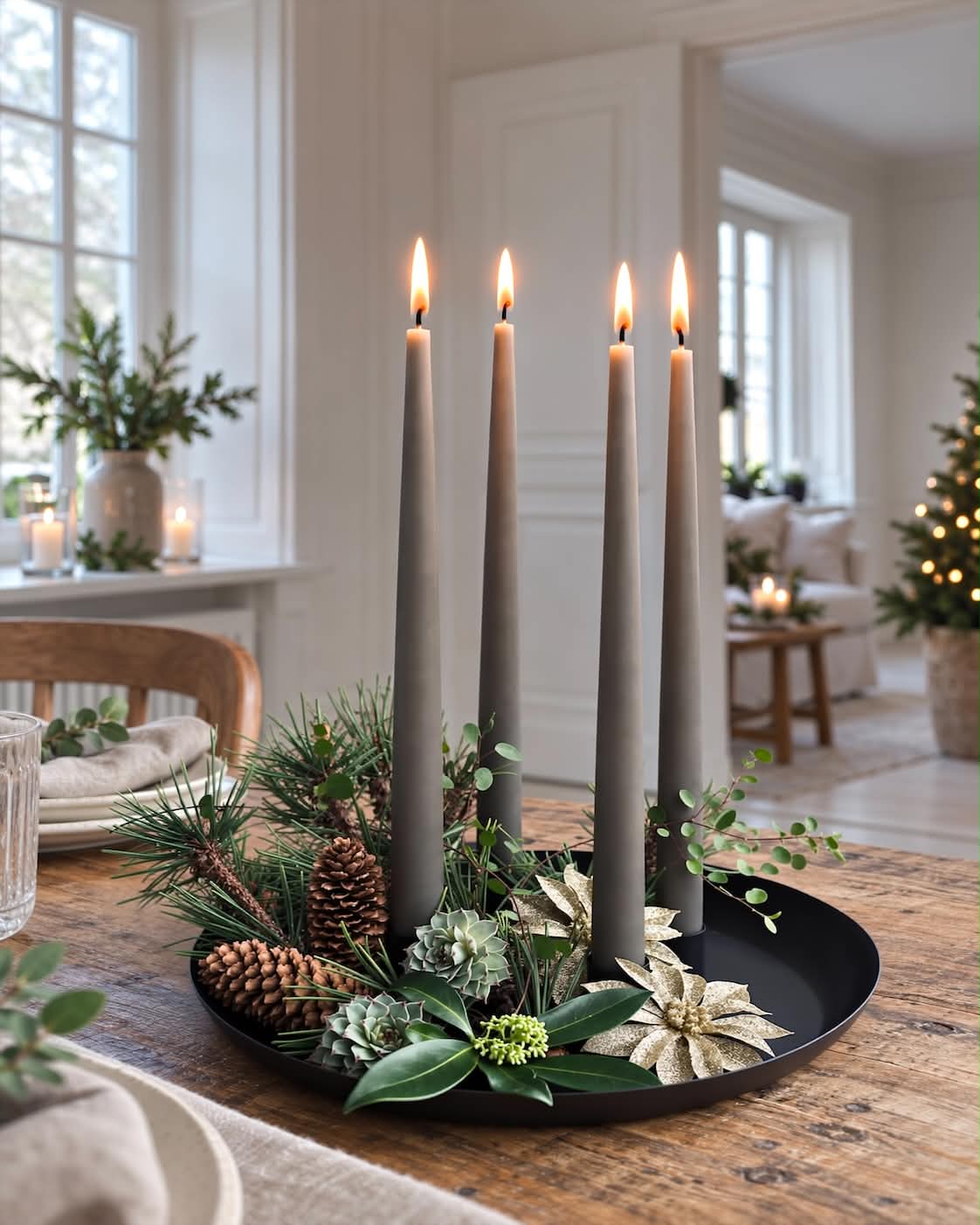 Deco bloemen met glitters - 4 stuks