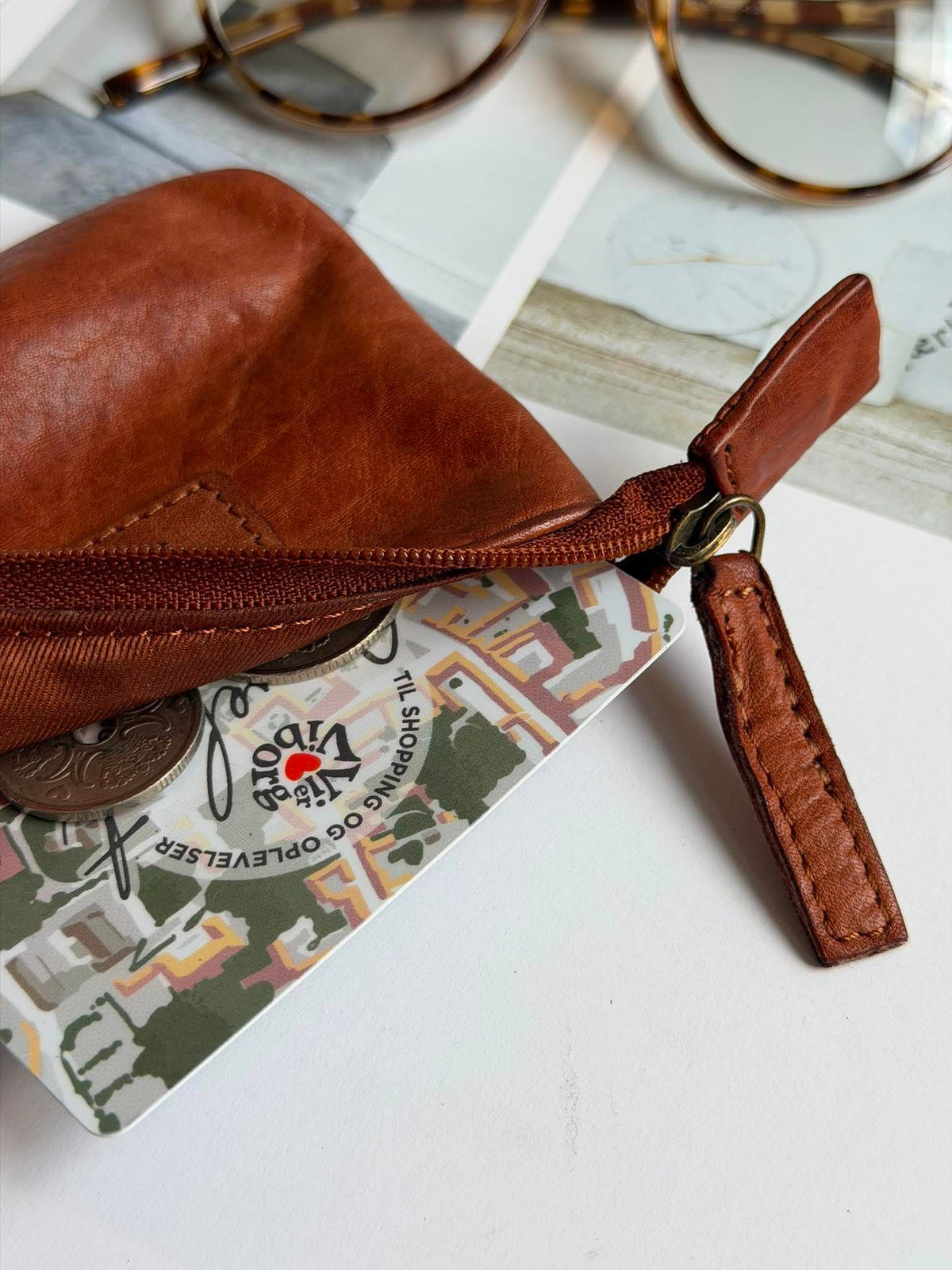 Portemonnee - washed dark cognac