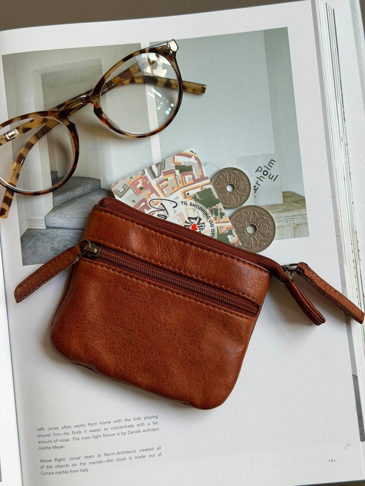 Portemonnee - washed dark cognac