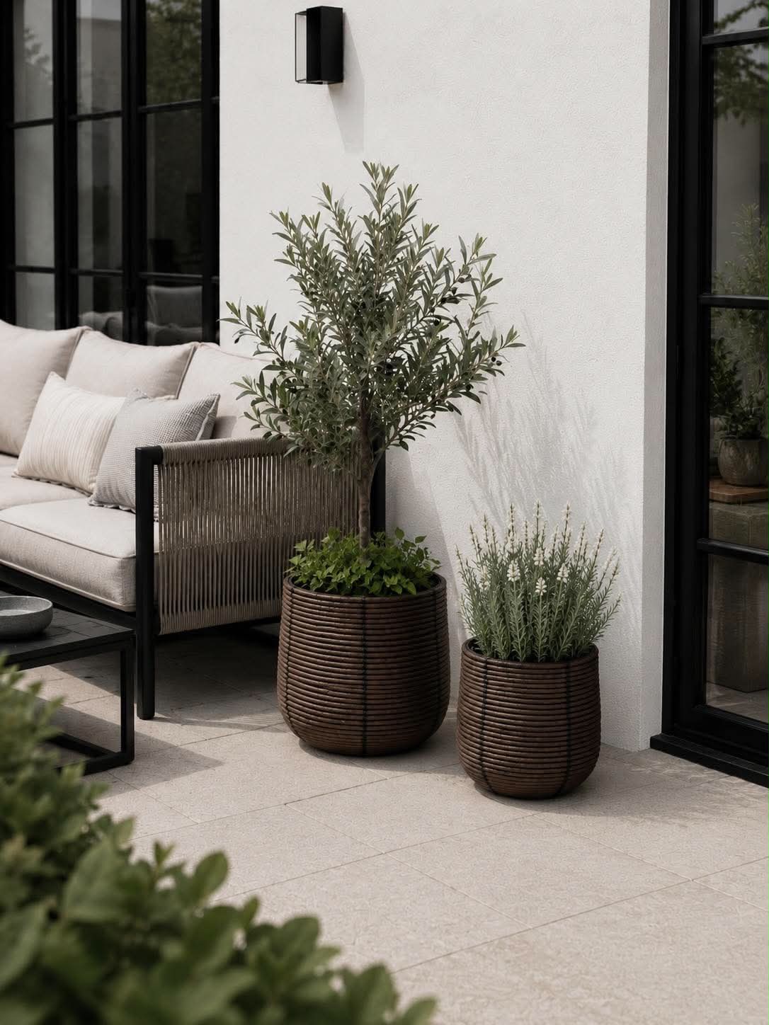 Plantenmanden RATTAN  – Set met 2 formaten