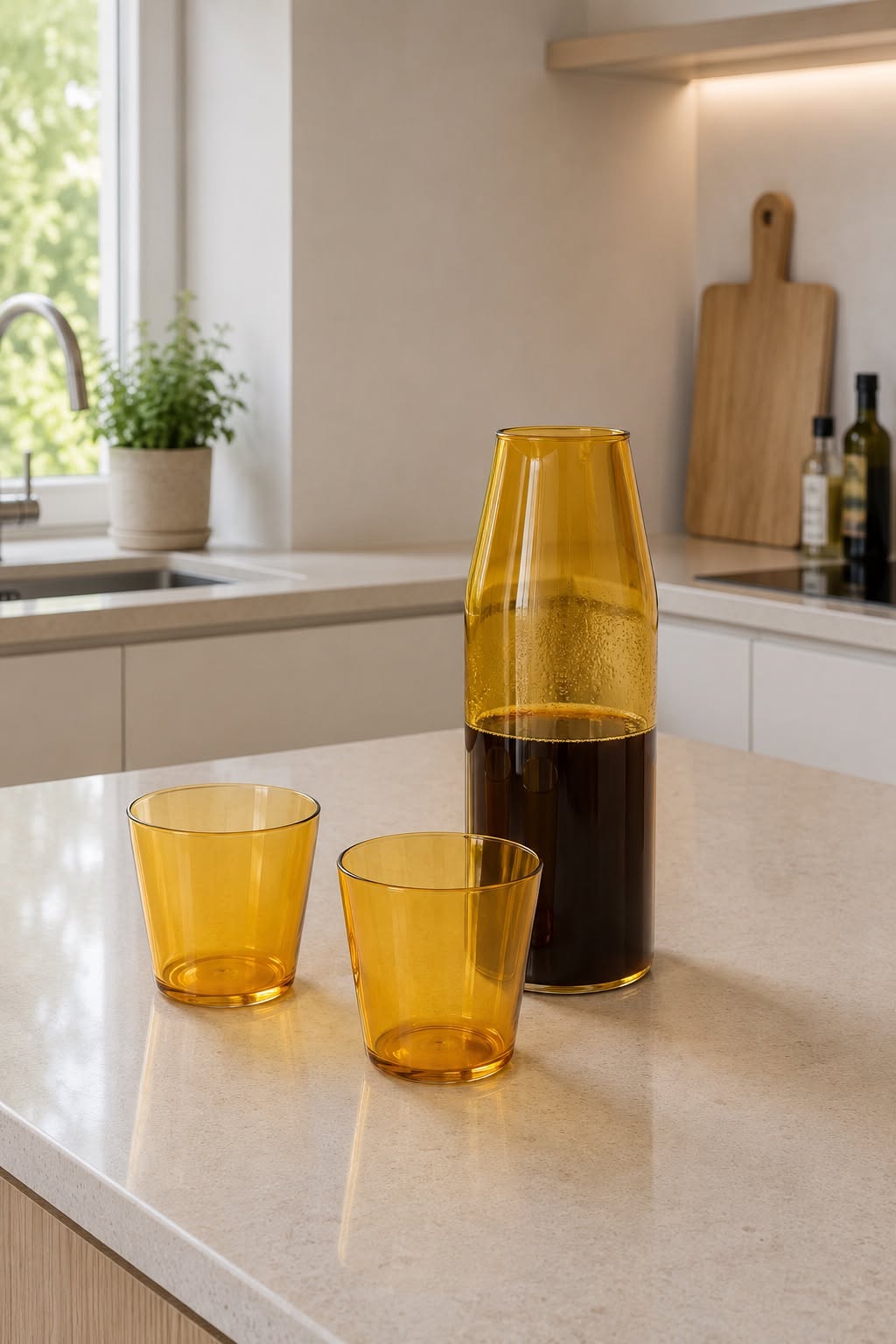 Nine Milk glas + karaf - Yellow