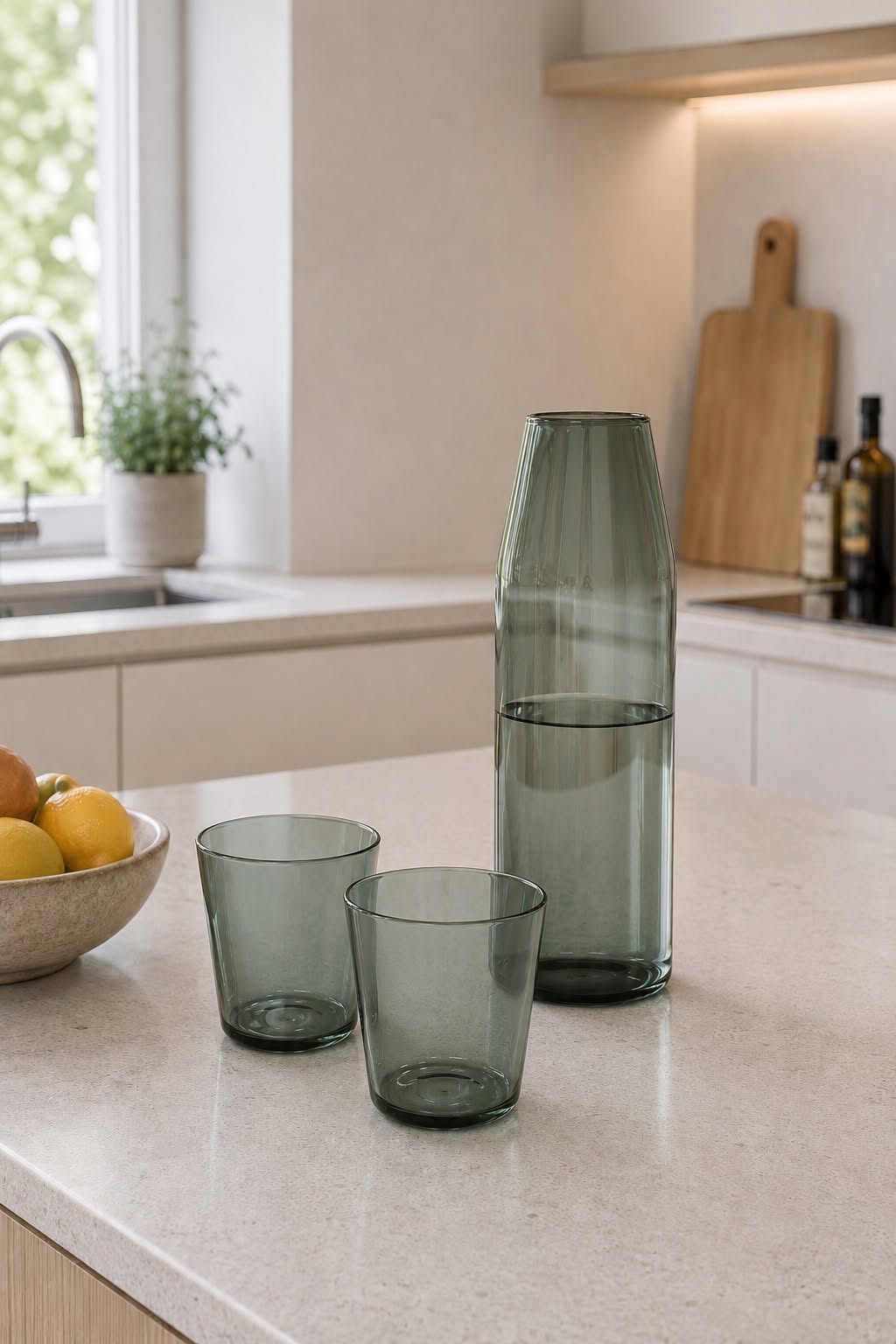 Nine Milk glas + karaf - GREY