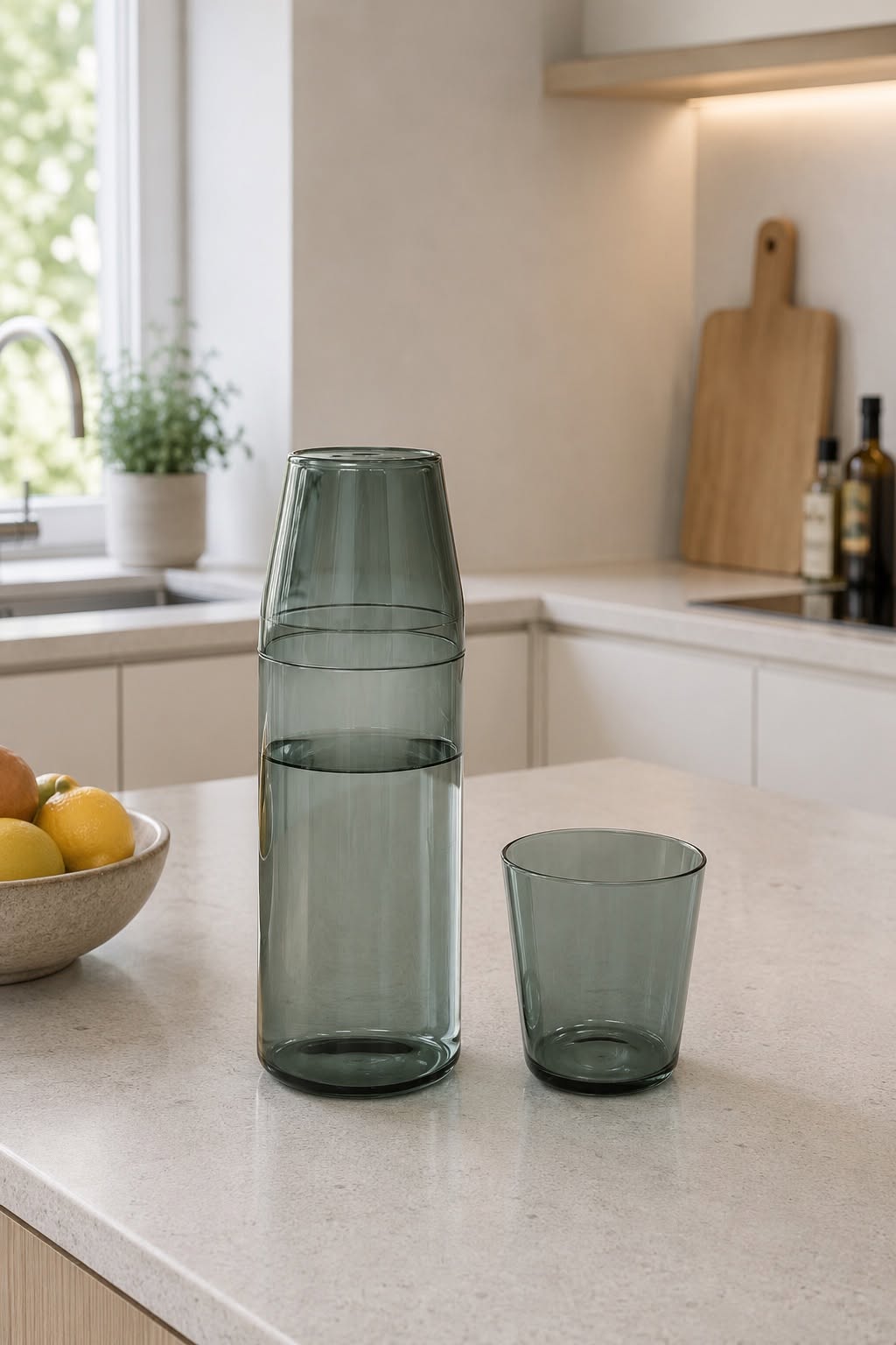 Nine Milk glas + karaf - GREY
