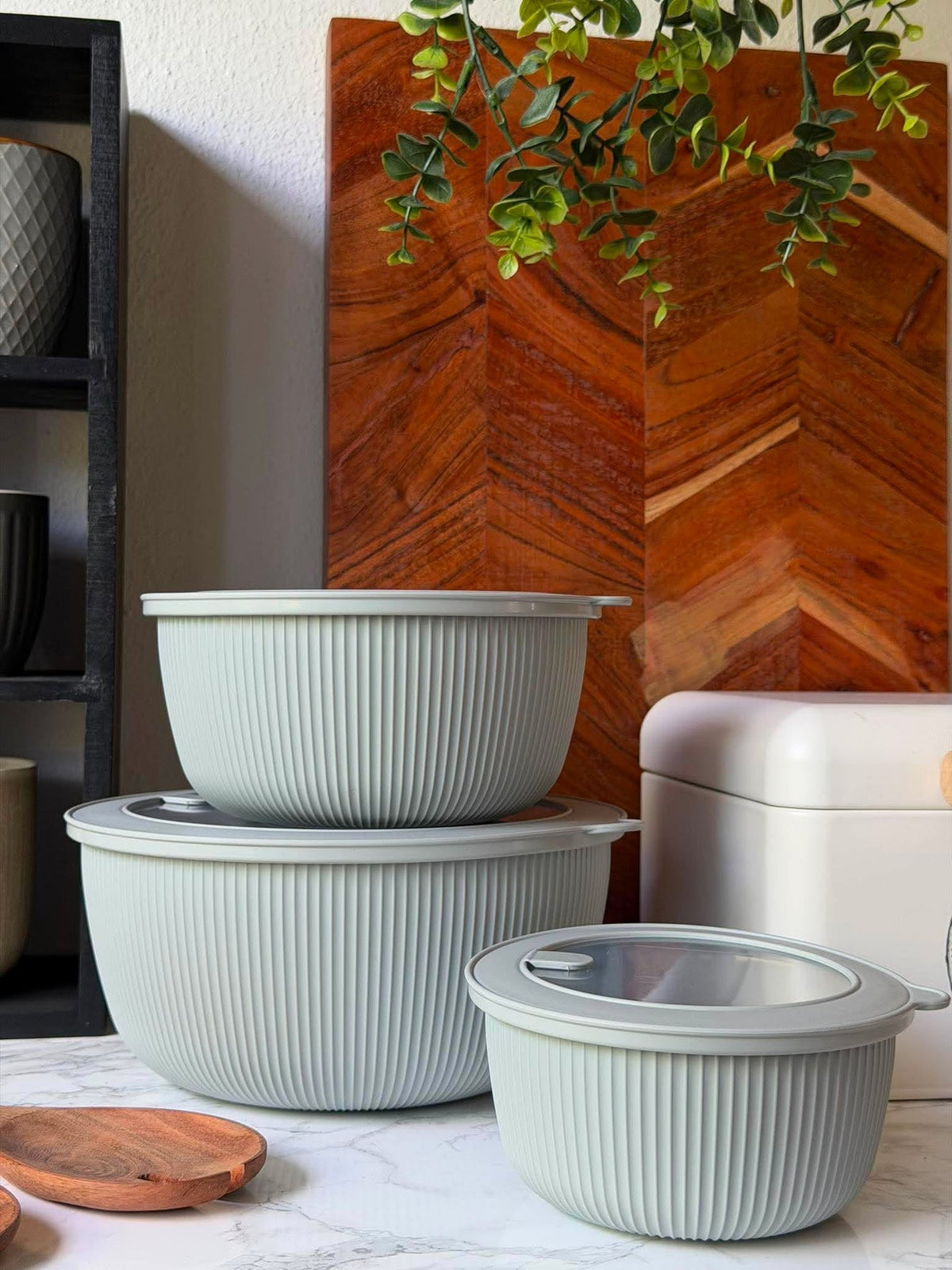 Schalen met deksel - Beige en grijs