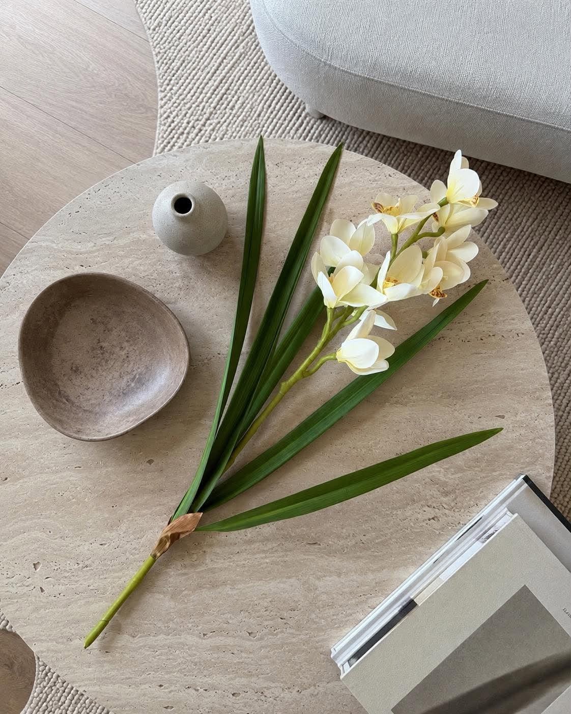 Orchidee tak - 78 cm wit / geel