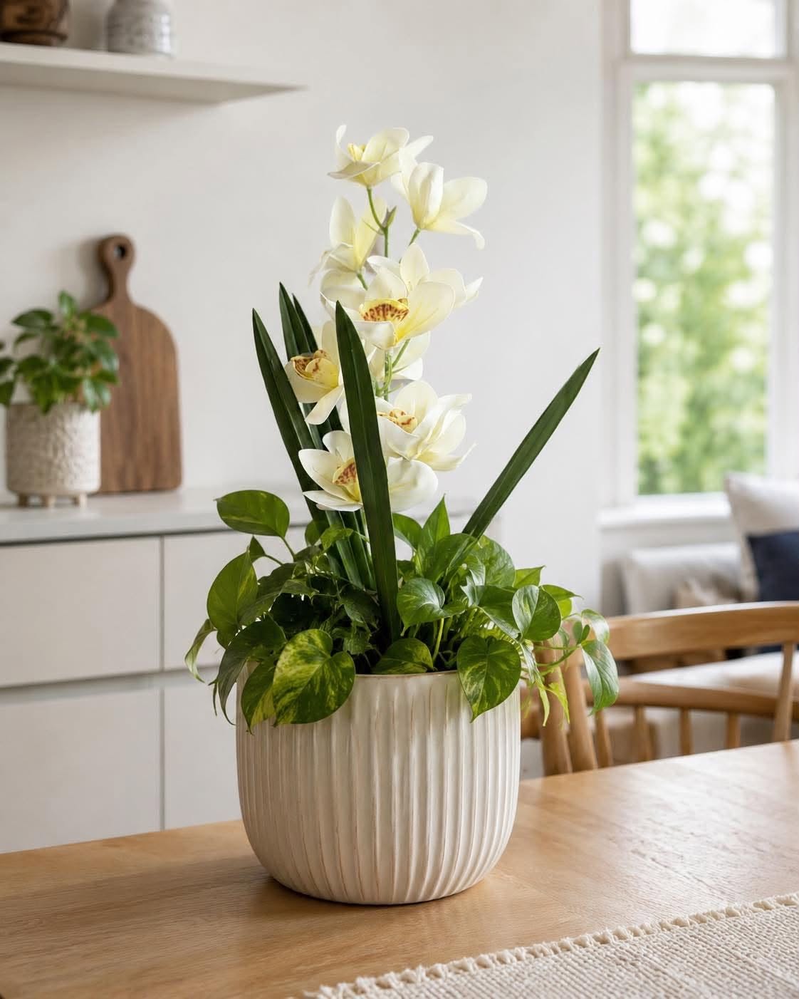 Orchidee steel - 43 cm Wit / geel