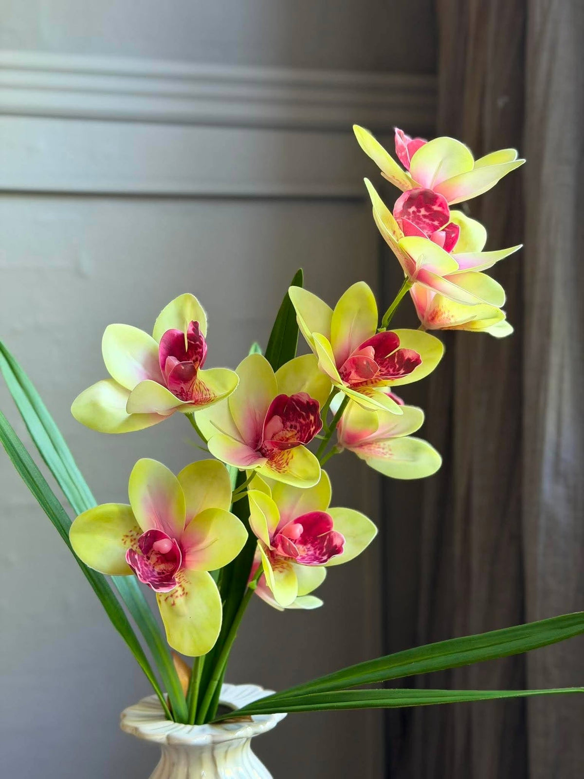 Orchidee steel - 43 cm Roze / geel