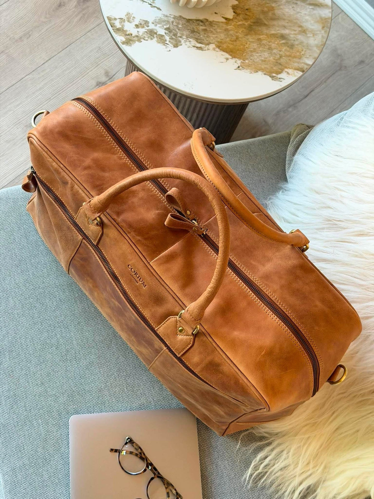 Weekendtas Vinted cognac