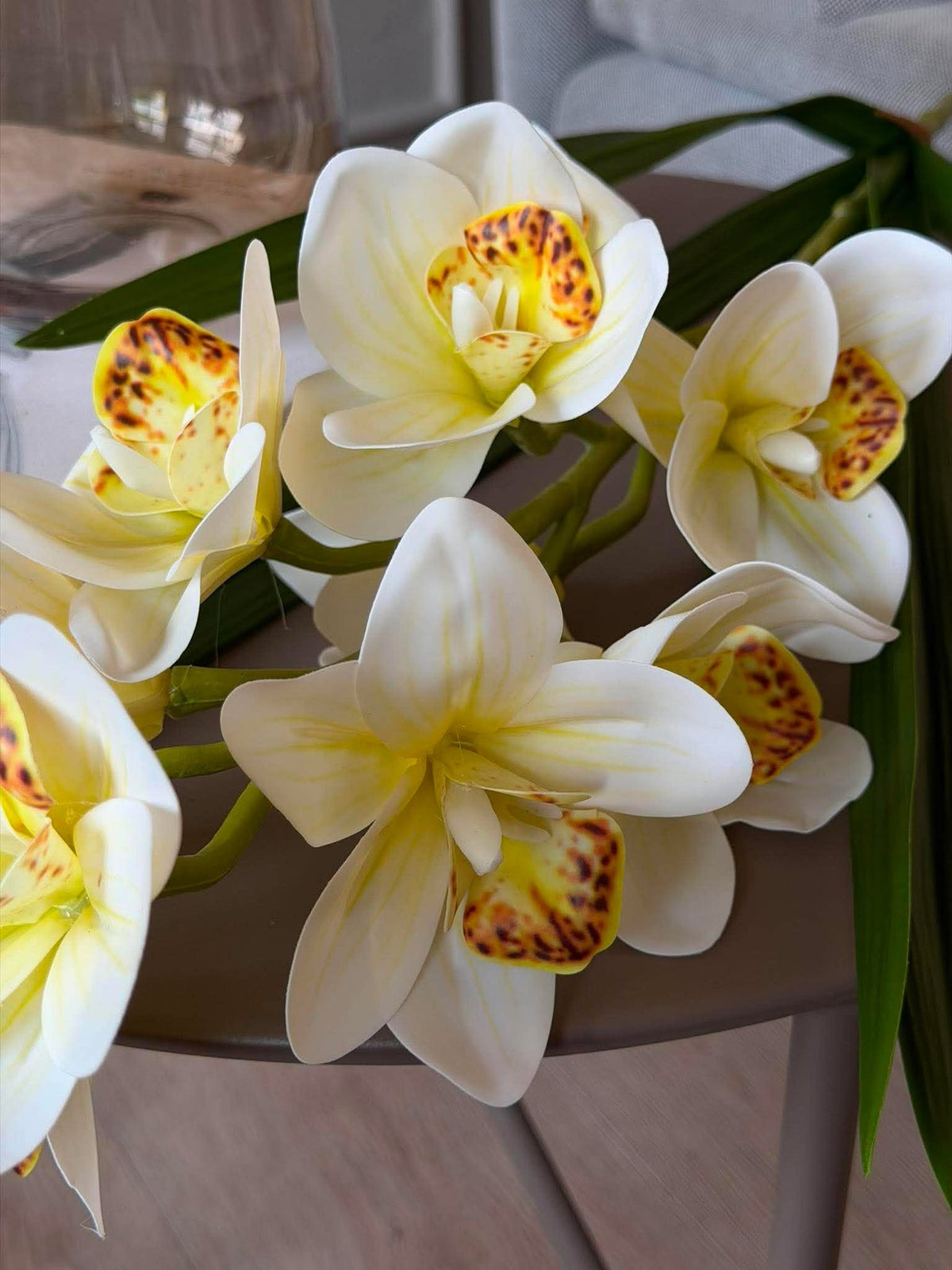 Orchidee tak - 78 cm wit / geel
