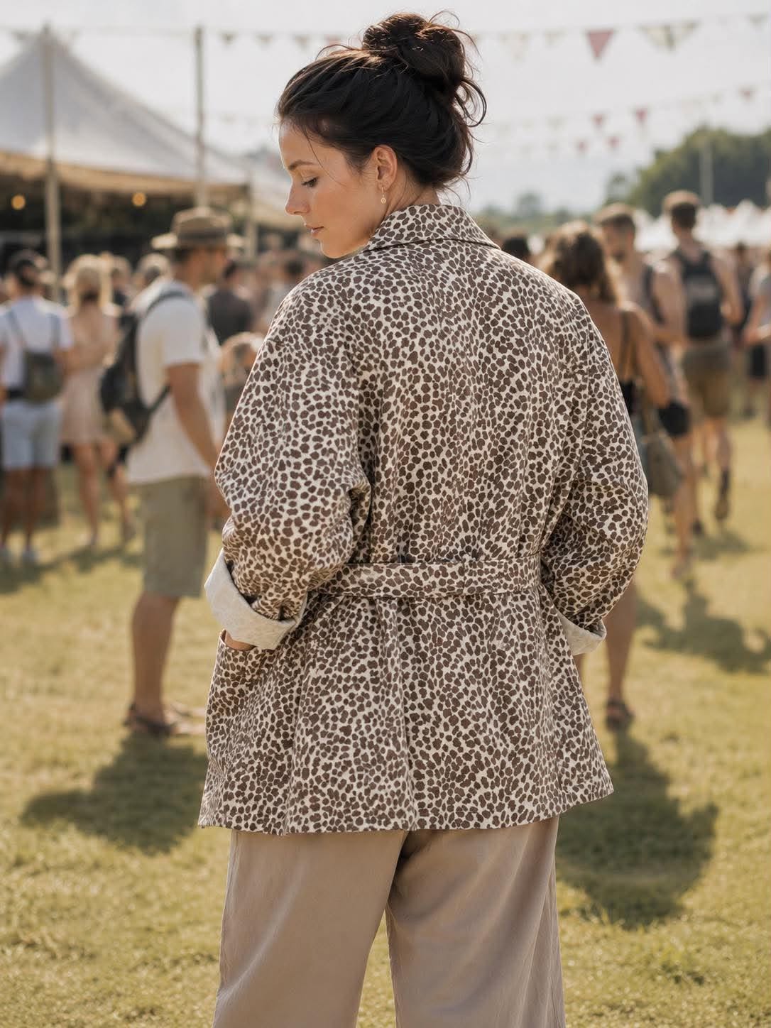 Jas canvas leopard
