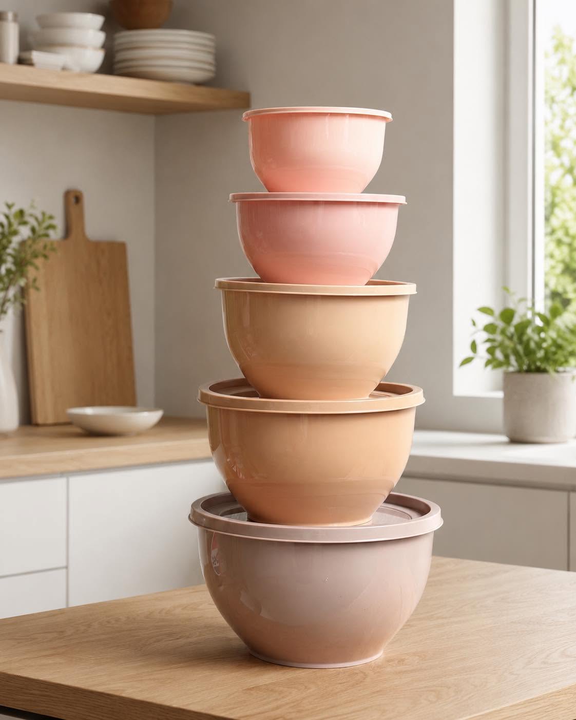 Kommen met deksel – Set van 5 kommen